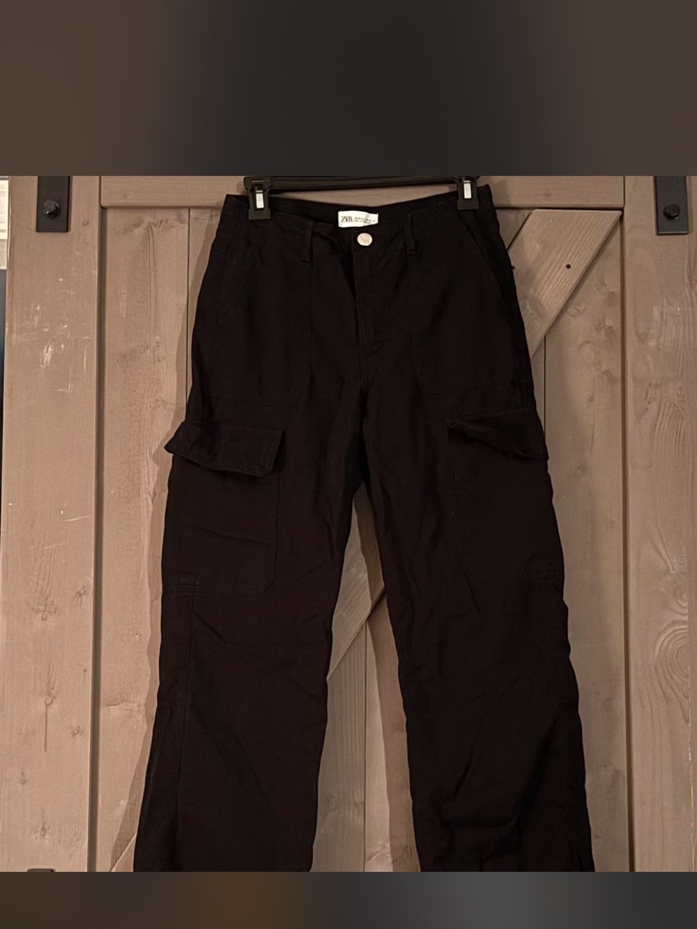 Zara Black Women's Cargo Pants with Flap Pockets